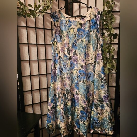 Roz & Ali Floral Lace Embroidered Fit & Flare Sleeveless Dress Boat Neck Size 16 - Picture 1 of 7